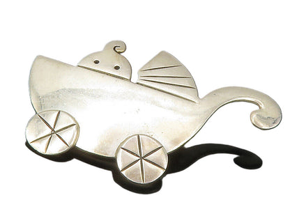 ANNE HARVEY MEXICO 925 Silver  Vintage Baby In Stroller Brooch Pin  BP4805