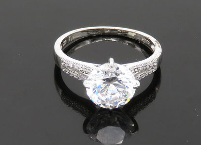 STAUER 925 Silver  Vintage Cubic Zirconia Solitaire Accent Ring Sz 10  RG21094