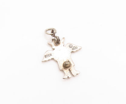925 Sterling Silver Vintage Pendant Mini Cowgirl Angel Cutout Charm  PT24115