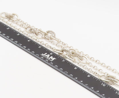 ITAOR 925 Sterling Silver  Vintage Beaded & Solid Ring Link Necklace  NE4201
