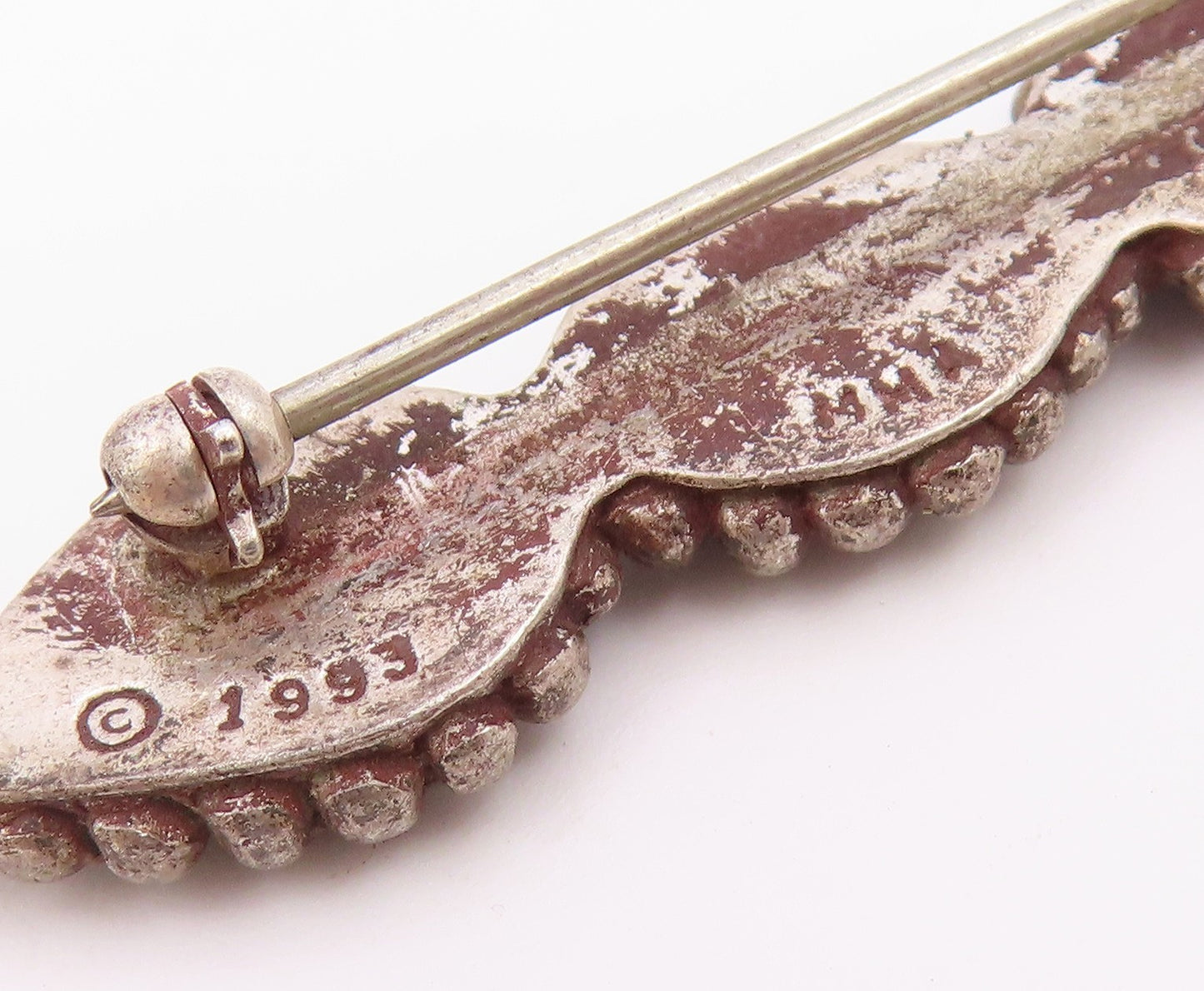 MMA  925 Silver  Vintage Dark Tone Bubble Detail Horizontal Brooch Pin  BP5472
