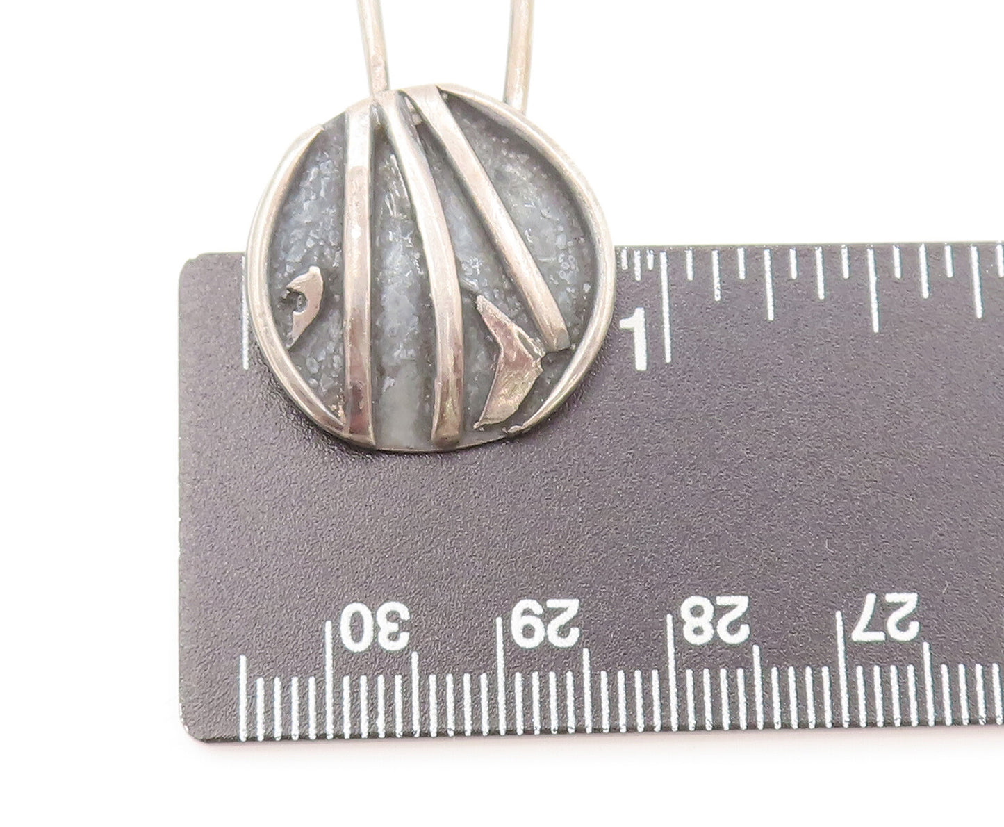 925 Sterling Silver  Vintage Modernist Circular Carved Brooch Pin  TR3527