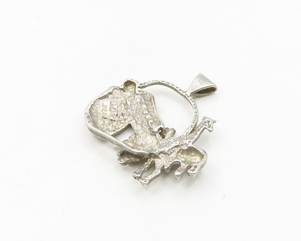 925 Sterling Silver  Vintage Diamond Cut Noah's Arc Theme Pendant  PT15115