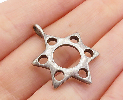 925 Sterling Silver  Vintage Petite Circle Cutout Star Drop Pendant  PT5270