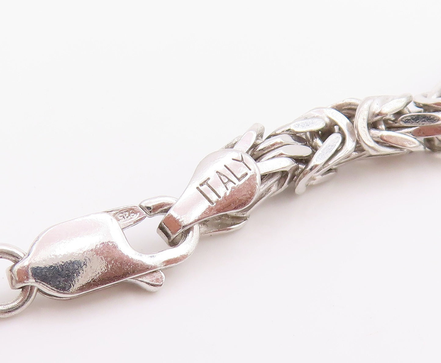 925 Sterling Silver Vintage Necklace Intricate Woven Byzantine Link Chain NE4723