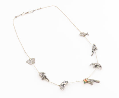 925 Sterling Silver Vintage Necklace SOUTHWESTERN Gemstone Animal Fetish  NE4909