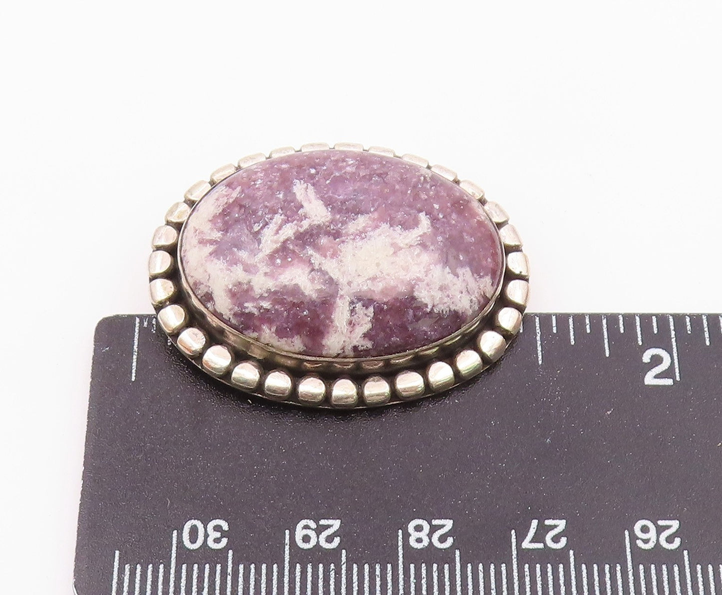 BALI 925 Sterling Silver  Vintage Cabochon Gemstone Brooch Pin  BP8237