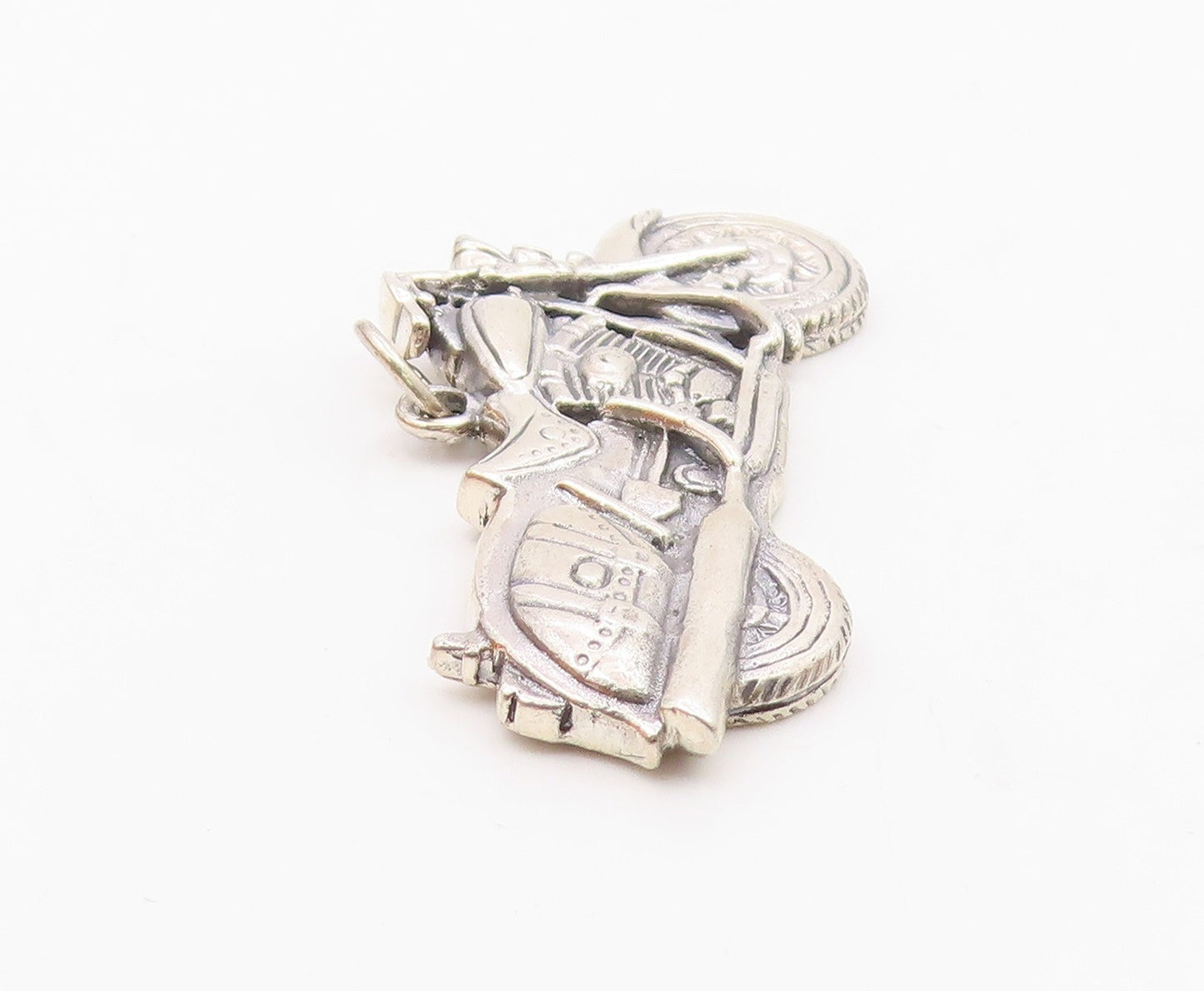 925 Sterling Silver   Vintage Shiny Motorcycle Drop Pendant  PT18252
