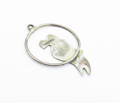 MEXICO 925 Sterling Silver  Vintage Enamel Detailed Toucan Bird Pendant PT4450