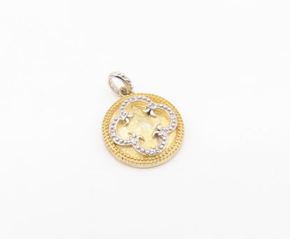 925 Sterling Silver  Vintage Genuine Diamonds Flower Motif Pendant  PT15009