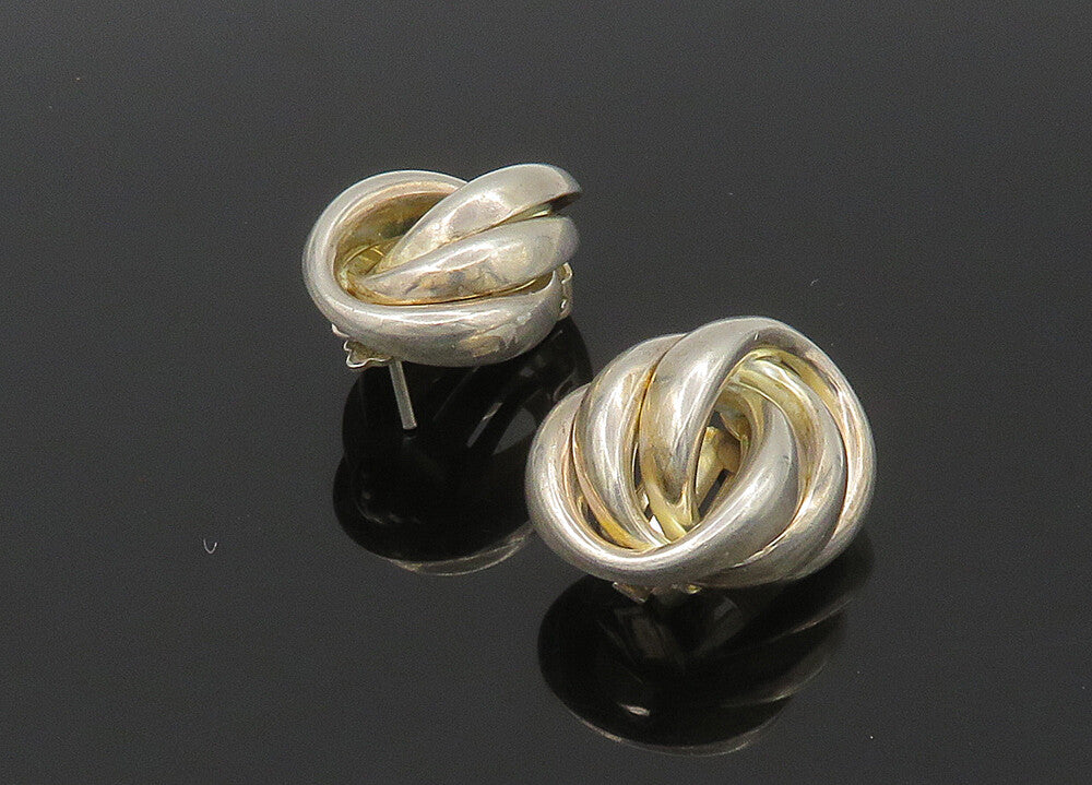 GERMANY 925 Sterling Silver  Vintage Shiny Oval Non Pierce Earrings  EG11207