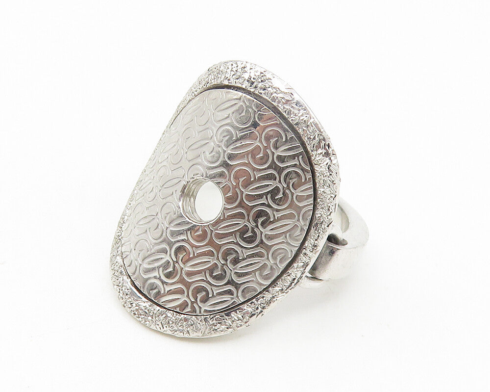 GUESS ITALY 925 Sterling Silver  Shiny Monogram Logo Band Ring Sz 6.5  RG11239