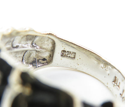 925 Sterling Silver  Vintage Polished Bamboo Dome Band Ring Sz 8  RG5813