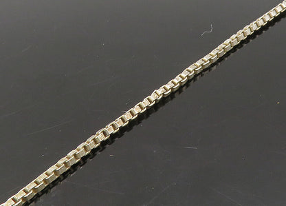 925 Sterling Silver  Vintage Enamel Detail Box Link Chain Necklace  NE3724