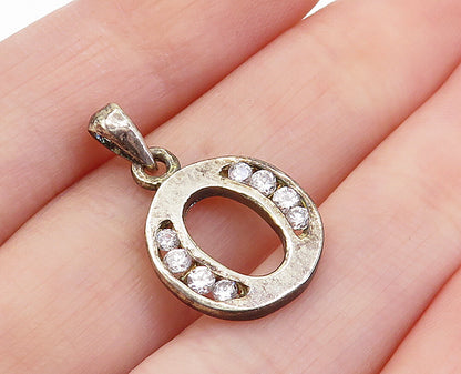 925 Sterling Silver  Vintage Petite Topaz Letter O Initial Pendant  PT5000