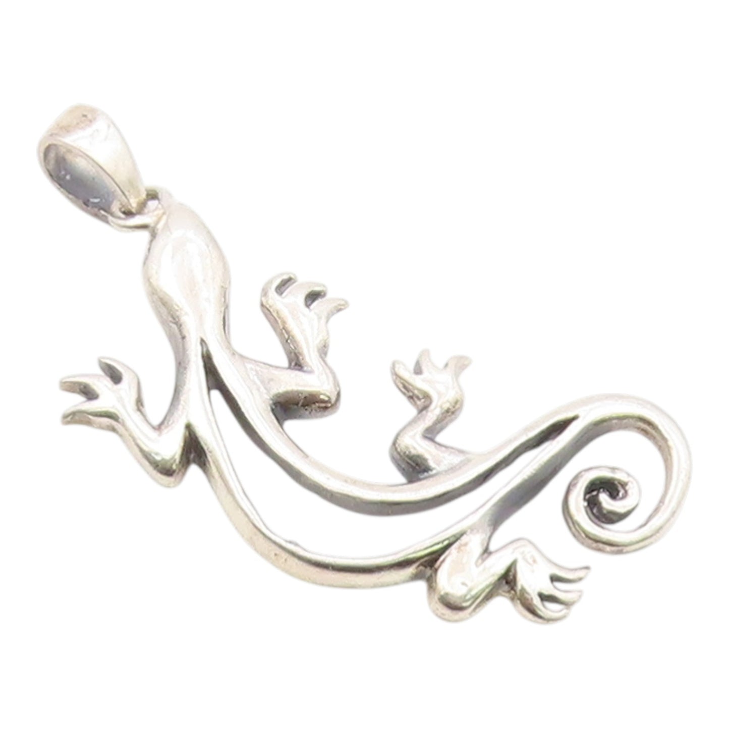 925 Sterling Silver Vintage Pendant Classic Gecko Lizard Outline Charm   PT26312