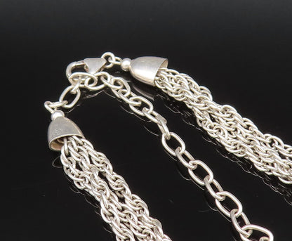 925 Sterling Silver  Vintage Three Strand Twisted Chain Necklace  NE3992
