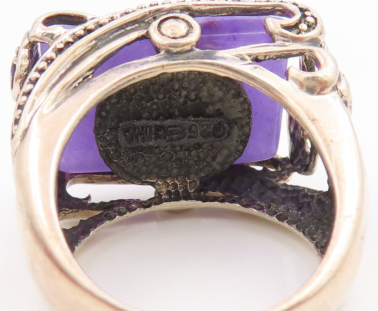 925 Sterling Silver Vintage Ring Purple Amethyst Statement Band  Sz 7  RG35737