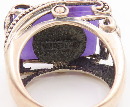925 Sterling Silver Vintage Ring Purple Amethyst Statement Band  Sz 7  RG35737