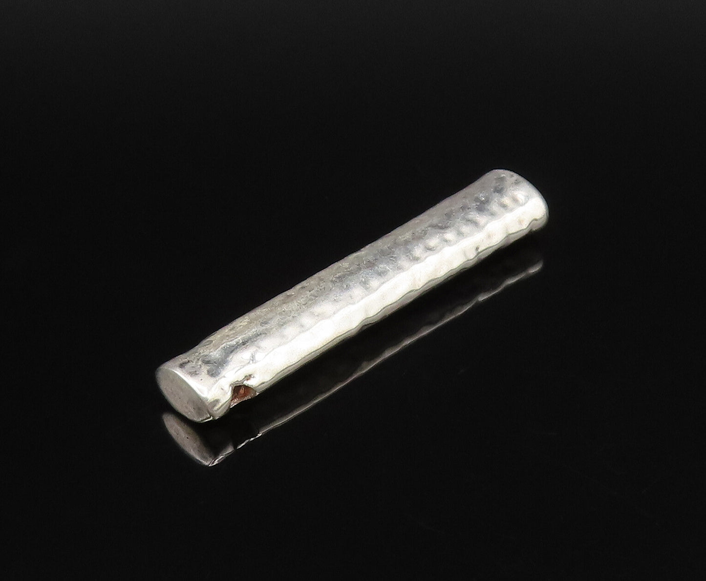 925 Silver  Vintage Minimalist Cubic Zirconia Hammered Bar Pendant  PT21847