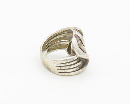 925 Sterling Silver  Vintage Split Shank Swirled Band Ring Sz 5  RG18096
