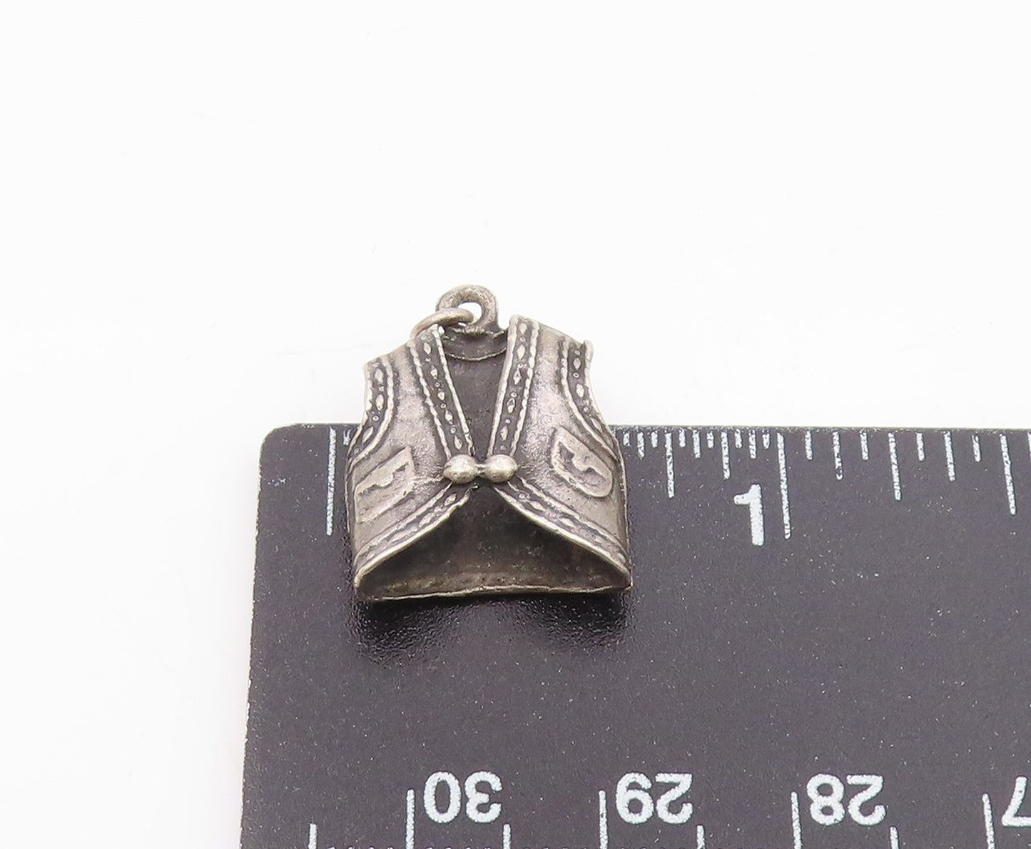 925 Sterling Silver  Vintage Dark Tone Petite Cowboy Vest Pendant  PT18887