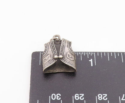 925 Sterling Silver  Vintage Dark Tone Petite Cowboy Vest Pendant  PT18887