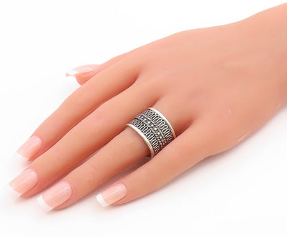 925 Sterling Silver Vintage Ring SUARTI BALI Scrollwork Band  Sz 9.5  RG35404