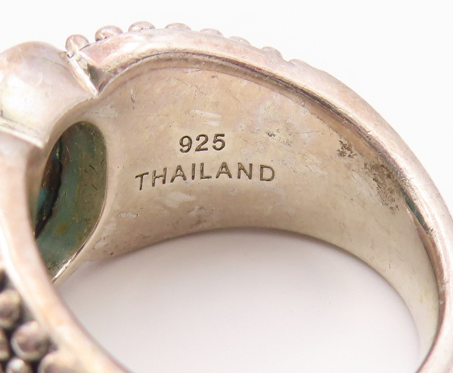 925 Sterling Silver Vintage Ring MICHAEL DAWKINS Turquoise Band  Sz 9  RG36583