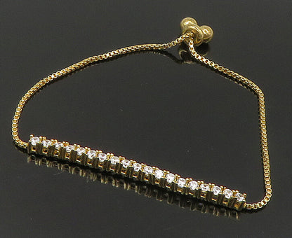 Gold Over 925 Silver  Cubic Zirconia Adjustable Child Box Chain Bracelet BT1099