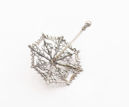925 Sterling Silver  Vintage Shiny Open Pattern Umbrella Trinket  TR3180