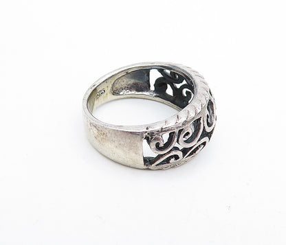 925 Sterling Silver  Vintage Open Swirl Vine Dome Shiny Band Ring Sz 7  RG5570