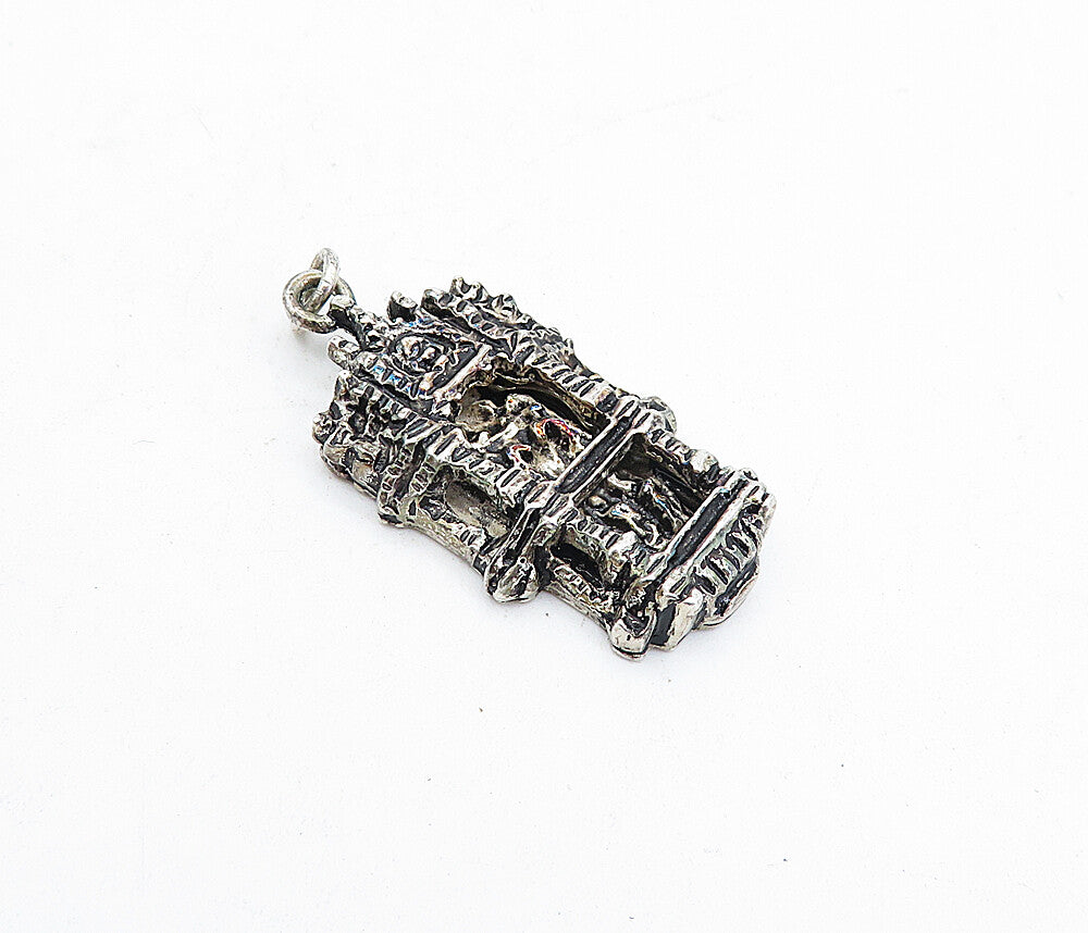 925 Sterling Silver Vintage Petite Oxidized Sculpted Drop Pendant PT2847
