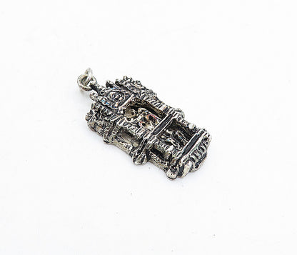 925 Sterling Silver Vintage Petite Oxidized Sculpted Drop Pendant PT2847