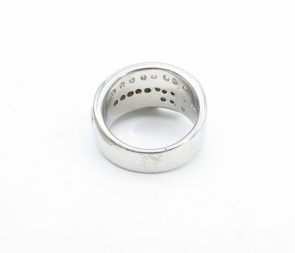 925 Sterling Silver  Sparkling Cubic Zirconia Layered Band Ring Sz 6.5  RG6070