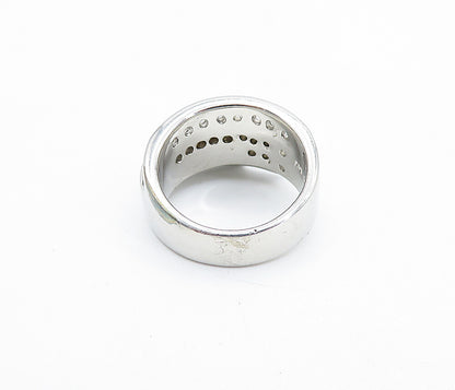 925 Sterling Silver  Sparkling Cubic Zirconia Layered Band Ring Sz 6.5  RG6070