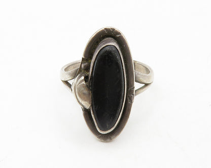 MEXICO 925 Silver  Vintage Antique Black Onyx Cocktail Ring Sz 8.5  RG13472