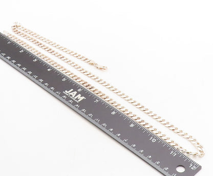 925 Sterling Silver  Vintage Shiny Minimalist Curb Link Chain Necklace  NE1156