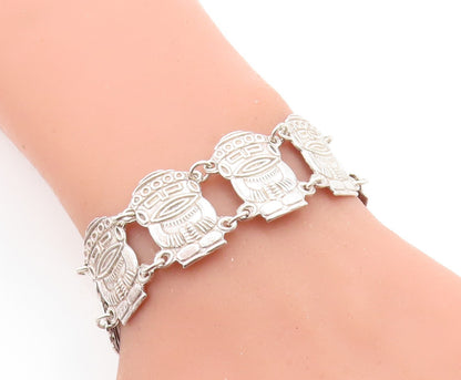 925 Sterling Silver  Vintage Traditional Statue Link Chain Bracelet  BT2239
