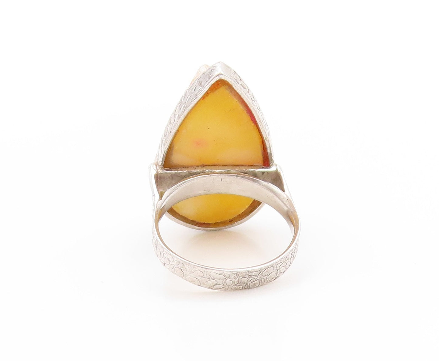 925 Sterling Silver Vintage Ring Drop Shape Yellow Drusy Quartz  Sz 7  RG32796
