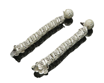 925 Sterling Silver  Vintage Shiny Diamond Cut Twist Dangle Earrings  EG10747