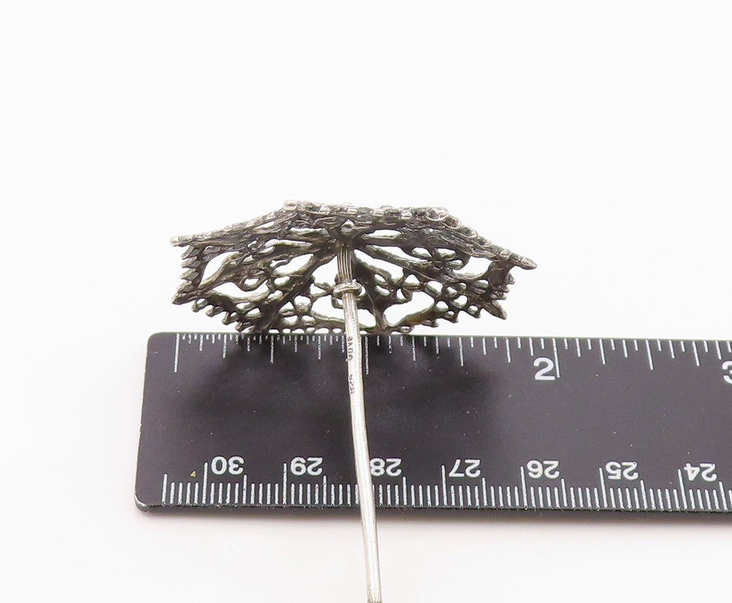 925 Sterling Silver  Vintage Shiny Open Pattern Umbrella Trinket  TR3180