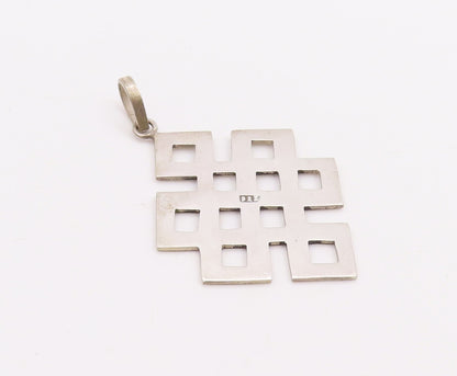 925 Sterling Silver Vintage Pendant Brutalist Box Maze Cutout PT23383