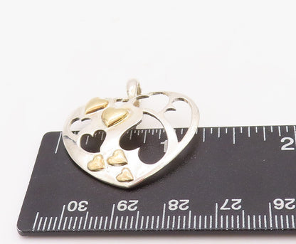 925 Sterling Silver Vintage Pendant Gold Plated Cutout Designer Heart  PT23513