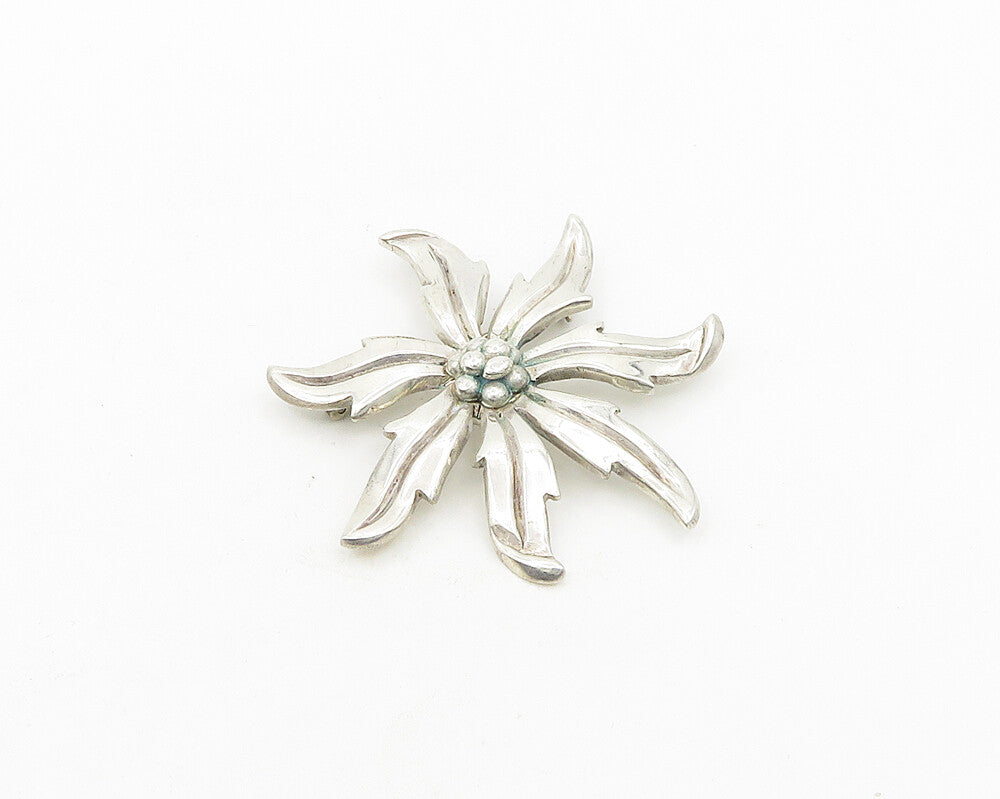 MIGUEL MELENDEZ MEXICO 925 Silver  Vintage Shiny Flower Brooch Pin  BP7409