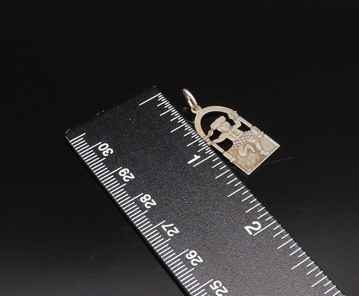 925 Sterling Silver  Vintage Carved Dancer With Number 12 Pendant  PT21741