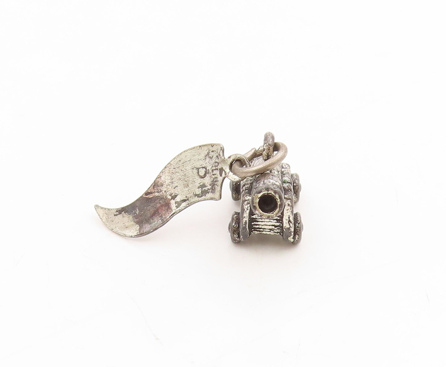 925 Sterling Silver Vintage Pendant Retro Virginia Beach Cannon Charm  PT25405