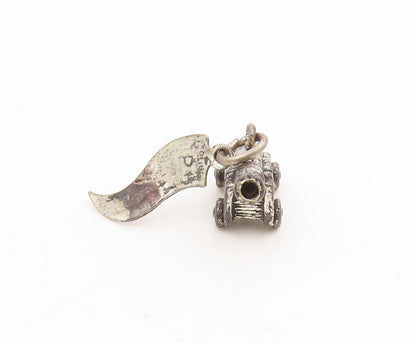 925 Sterling Silver Vintage Pendant Retro Virginia Beach Cannon Charm  PT25405