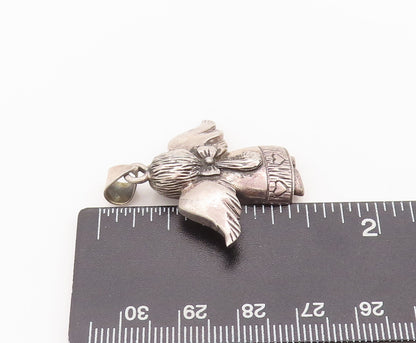 925 Sterling Silver Vintage Pendant Carved Back Facing Flying Angle  PT22656