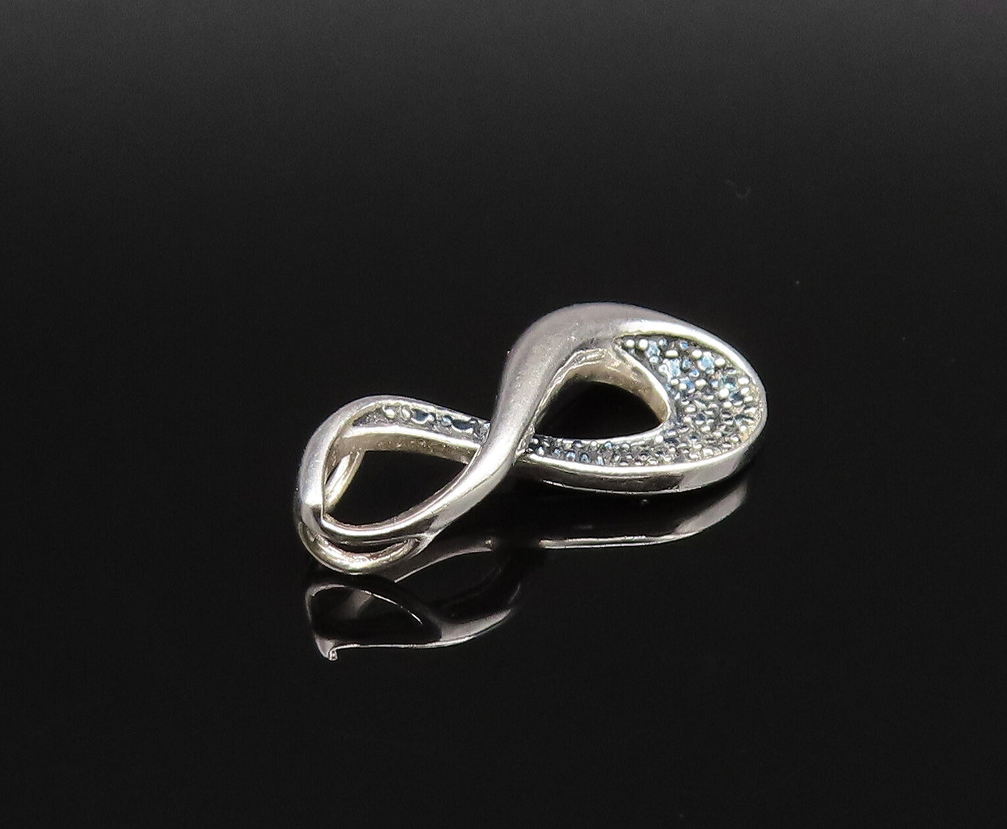 925 Silver  Vintage Dainty Blue Spinel Infinity Twist Drop Pendant  PT21391